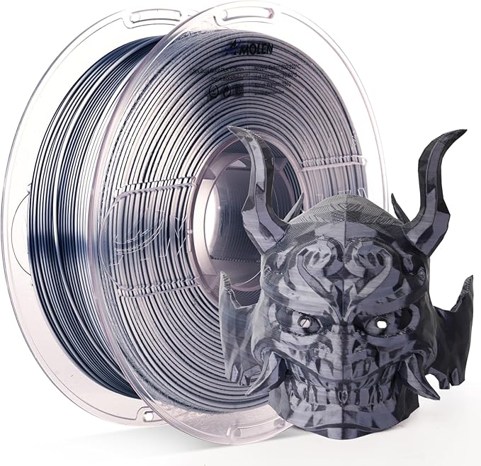 AMOLEN Silk PLA 3D Printer Filament, Dual Color Black Silver PLA 1.75mm by AMOLEN