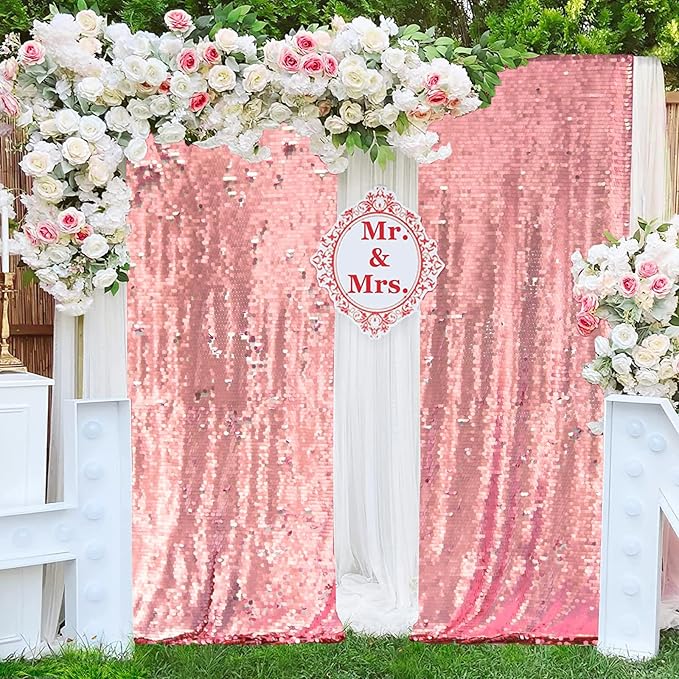 JYFLZQ Pink Payette Sequin Backdrop Big Sequin Backdrop Curtain - Image 2