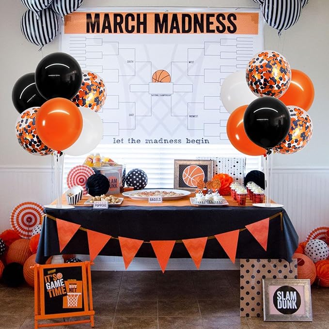 TONIFUL 4 Set Halloween Balloons Black Orange Confetti White Balloon Stand - Image 5
