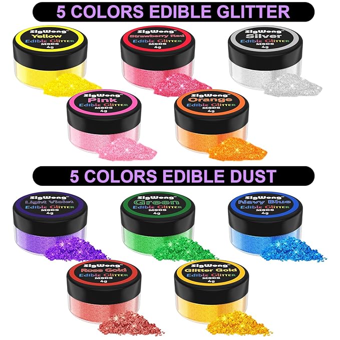 Edible Glitter - 10 Colors Luster Dust Edible Set - Image 2