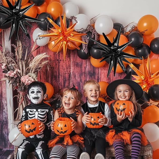 Black Orange Star Balloons - Image 6