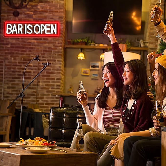 Bar Is Open Neon Sign for Wall Decor, USB Powered Led Bar Neon Sign Open Light - Image 5