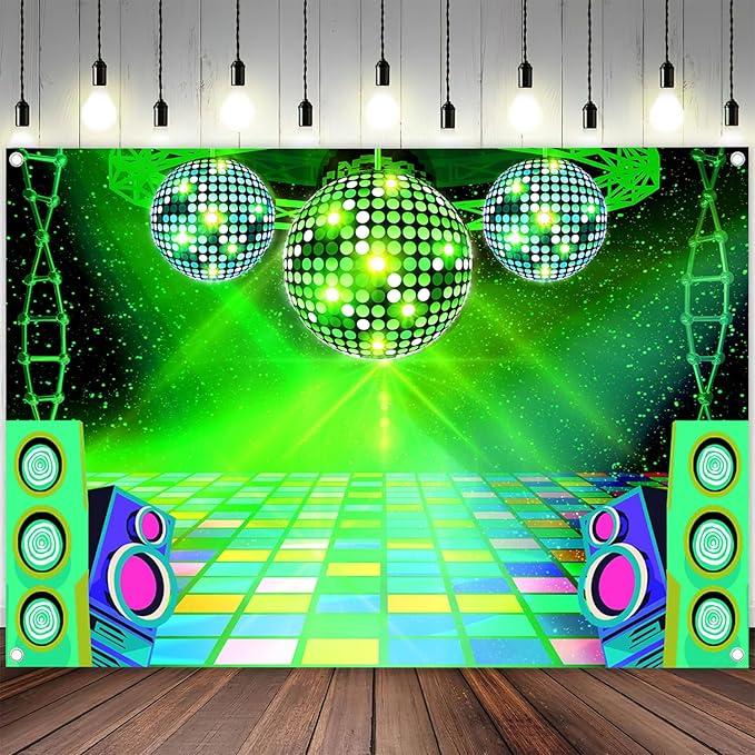 Dance Party Backdrop Retro 80s 90s Theme Stage Dance Ball Music Birthday Party by MERCHR