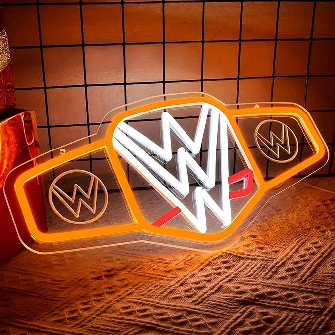 Wrestling Neon Sign for Wall Decor, Dimmable LED Boxing Belt Championship Neon - Image 2