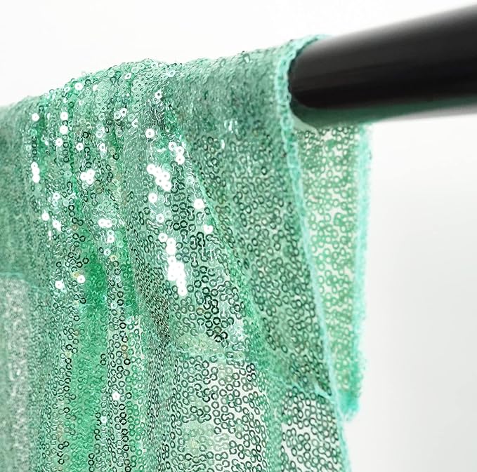 Poise3EHome Mint Green Sequin Backdrop Curtain, 2 Panels, - Image 6