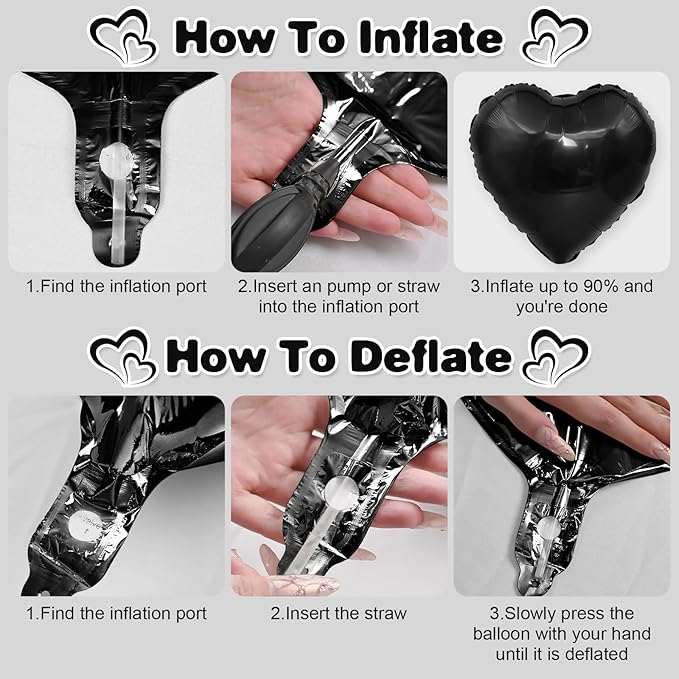 Black Silver Heart Balloons - Image 7