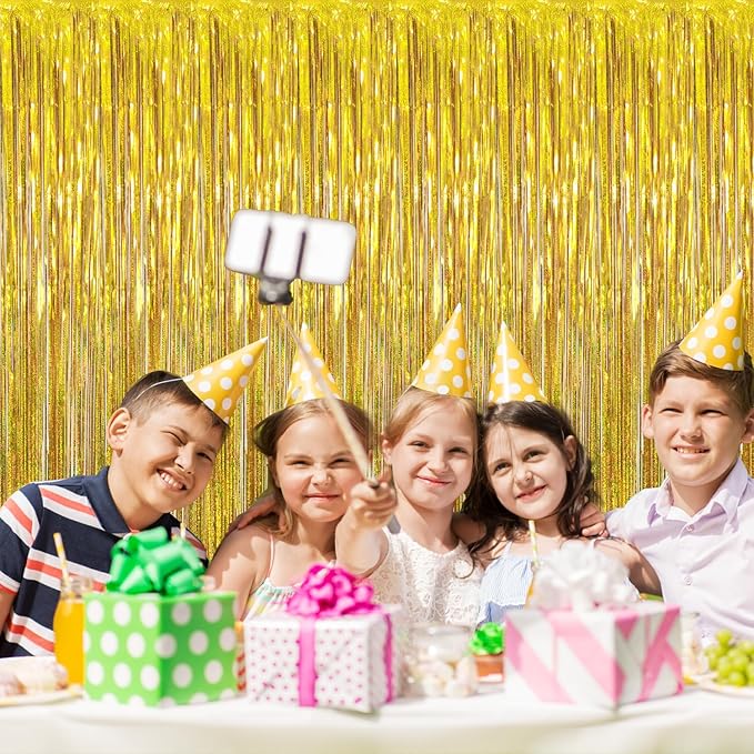 GOER 6.4 ft x 8.2 ft Metallic Tinsel Foil Fringe Curtains, Graduation - Image 4