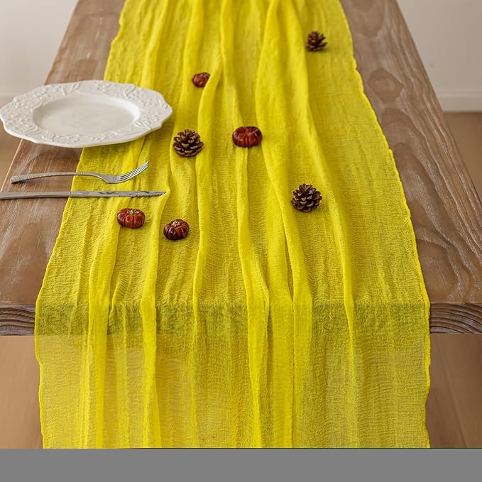 6pcs Yellow Gauze Rustic Cheesecloth Table Runner 120 Inch 10 FT - Image 4