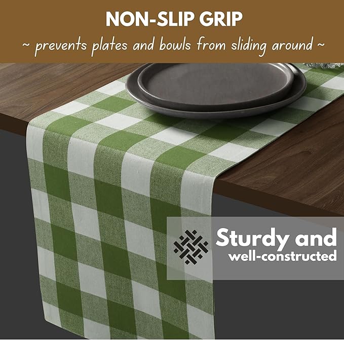 Native Fab Table Runner Buffalo Check Plaid 100% Cotton - Image 4