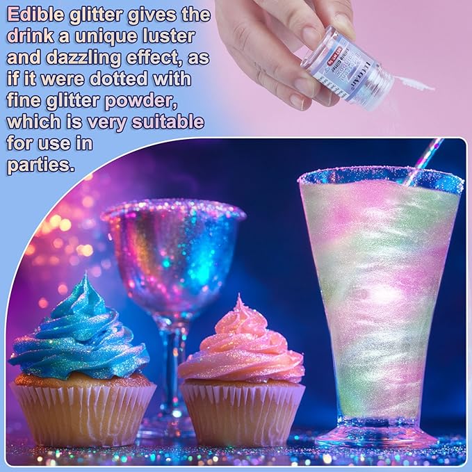 Edible Glitter - 3 Colors Luster Dust Edible, Food Grade Iridescent Glitter - Image 4
