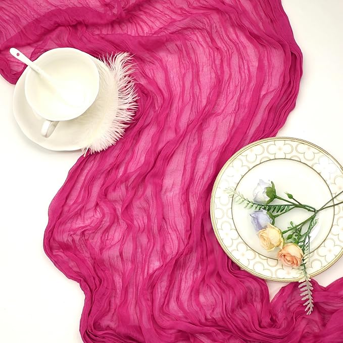 6 Pack Hot Pink Cheesecloth Table Runner 10ft Boho Gauze Fabric Cheese Cloth - Image 6