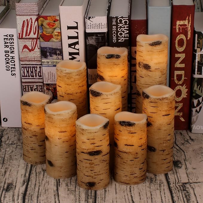 Vinkor Flameless Candles Battery Operated Candles Birch Effect 4" 5" 6" 7" 8" - Image 3