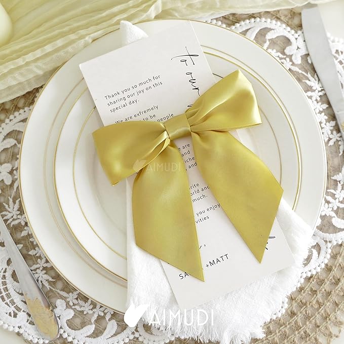 AIMUDI Gold Satin Bows 5.5" Bows - Image 6