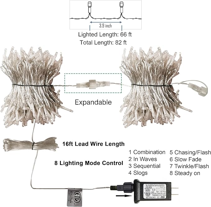 LJLNION 300 LED Christmas Lights, Extra Long 98.5FT Valentines String Lights - Image 3