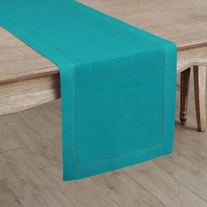 Solino Home Linen Teal Table Runner 156 Inches Long - Image 2