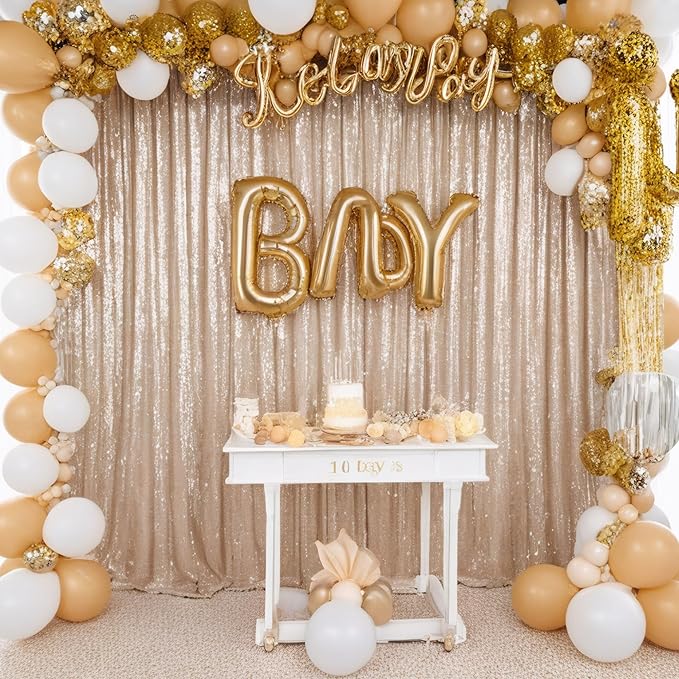 ShiDianYi Champagne Sequin Backdrop 8FTx10FT Photography Backdrops Wedding - Image 2