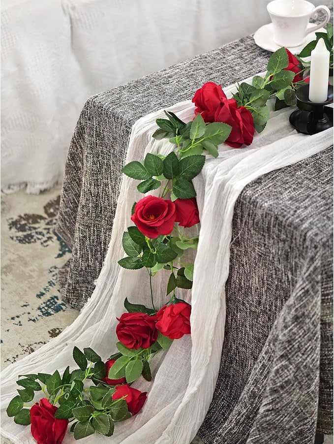 FiveSeasonStuff 29 Ft 4 Pack Rose Silk Flower Garland Artificial Flowers - Image 5