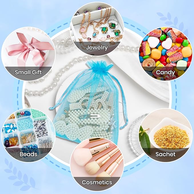 ANZNKU 100 Pack Organza Bags 4x6 Inch, Small Mesh Bag Drawstring Organza Gift - Image 5