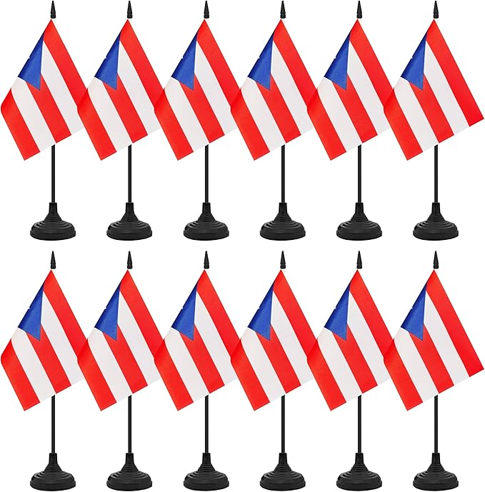 12 Pack Puerto Rico Desk Flag Set, Puerto Rican Table Office Flag, Small by Unknown