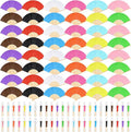 48 Pieces Hand Held Bamboo Folding Fans Paper Fans Handheld by Bringsparkletoeverydaylife
