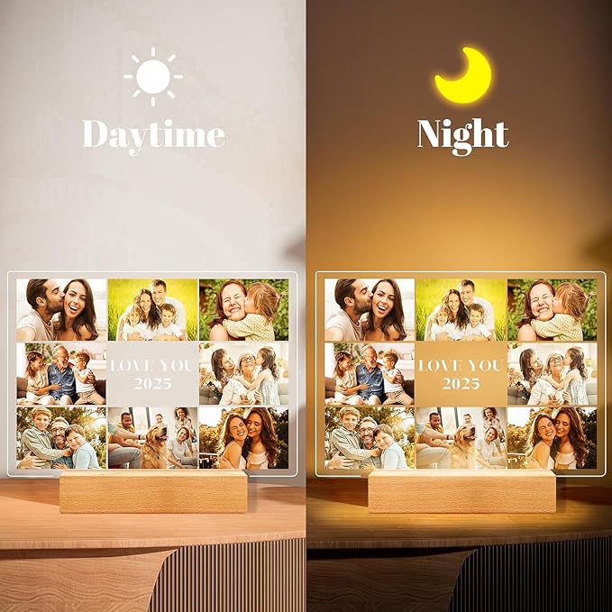Custom Picture Frames with Photos, Personalized Photo Frame with Night Light - Image 4