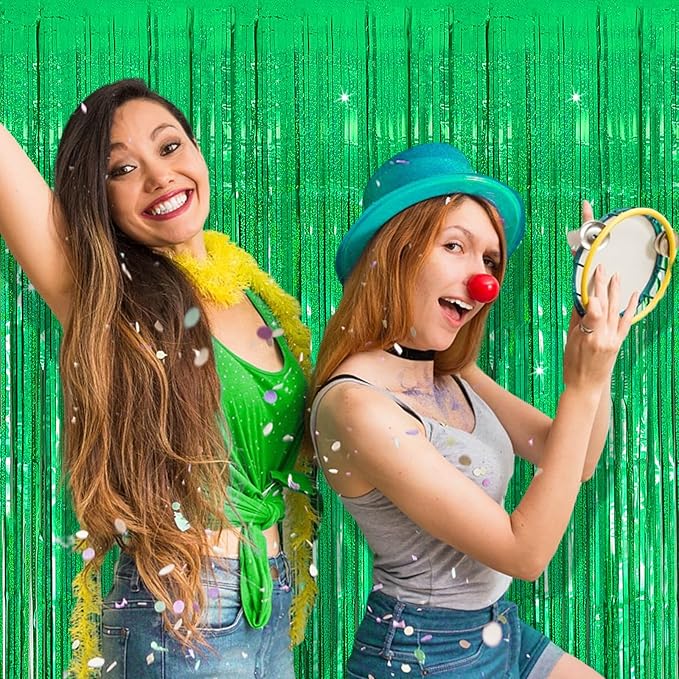 3 Pack Green Streamers Backdrop Jungle Party Decorations Foil Fringe Backdrop - Image 6