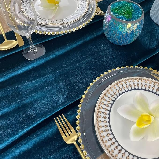 Luxurious Velvet Table Runner, 10ft Wedding Reception Decorations, 20x120inch - Image 3