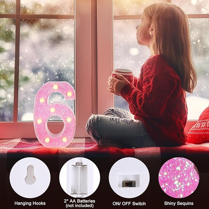 Foaky Pink Light up Letters，Pink Party Decorations, Girls Room Decor, Glitter - Image 4
