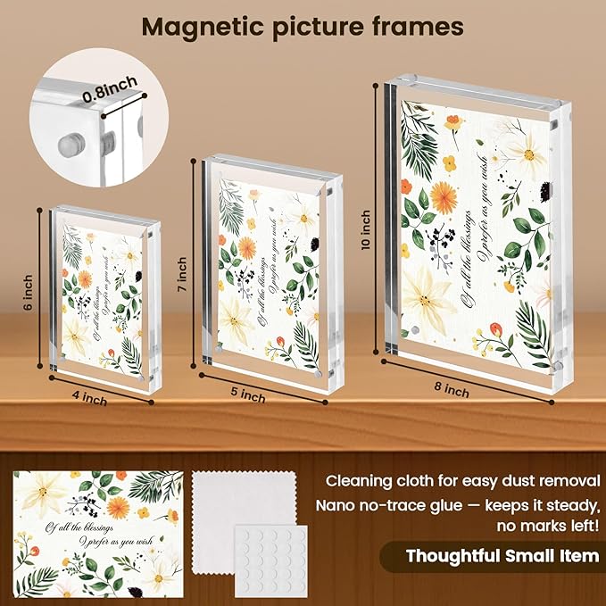 JOHOUSE 2 Pack 8 x 10 Acrylic Picture Frames, Double Sided Magnetic Photo - Image 4