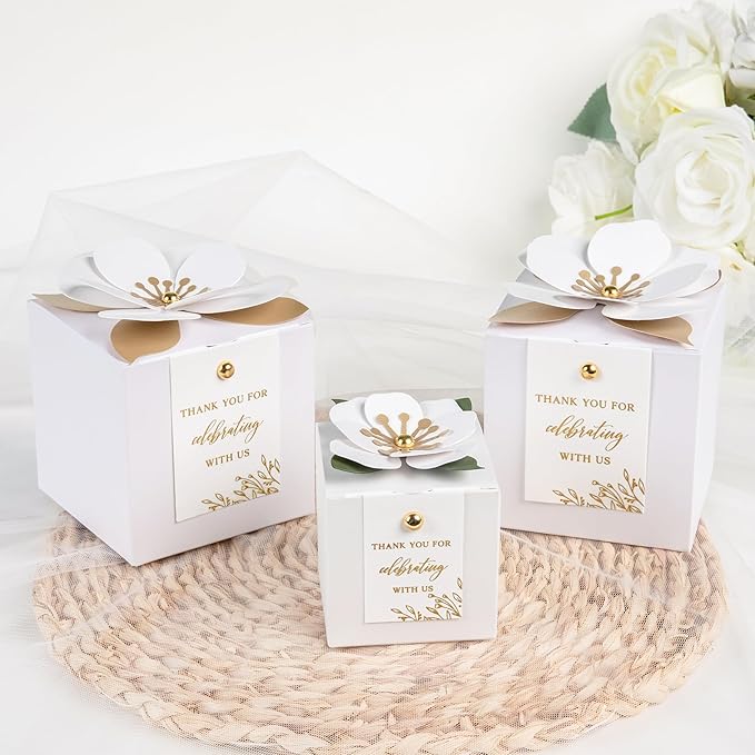 FEIYI 20 PCS Favor Boxes, 3 In 1 White Candy Boxes - Image 7