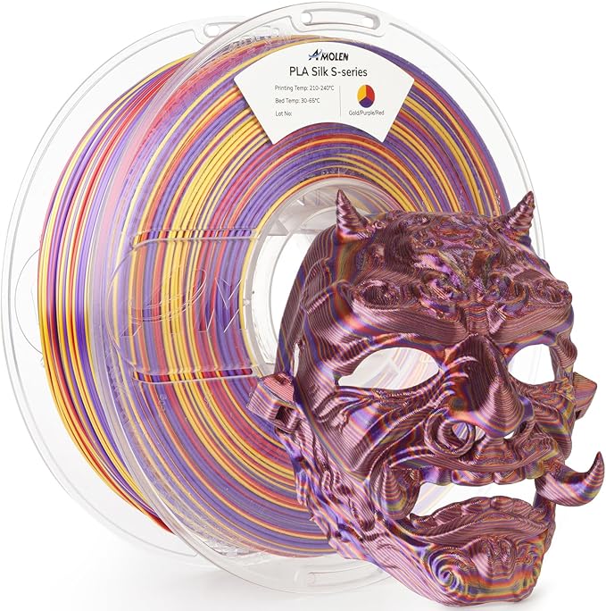 AMOLEN Silk PLA 3D Printer Filament, Shiny Multicolor Rainbow PLA Filament by AMOLEN
