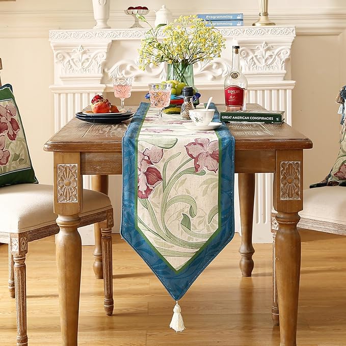 patdrea Designer Elegant Bright Linen Extra Long Table Runner 118 Inch Long - Image 7