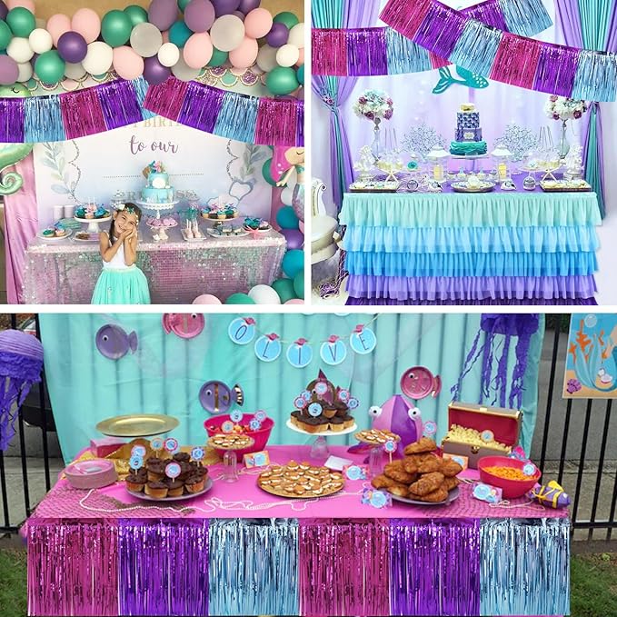 BEISHIDA 3 Packs Metallic Foil Fringe Garland Blue Purple Pink Wall Hanging - Image 6