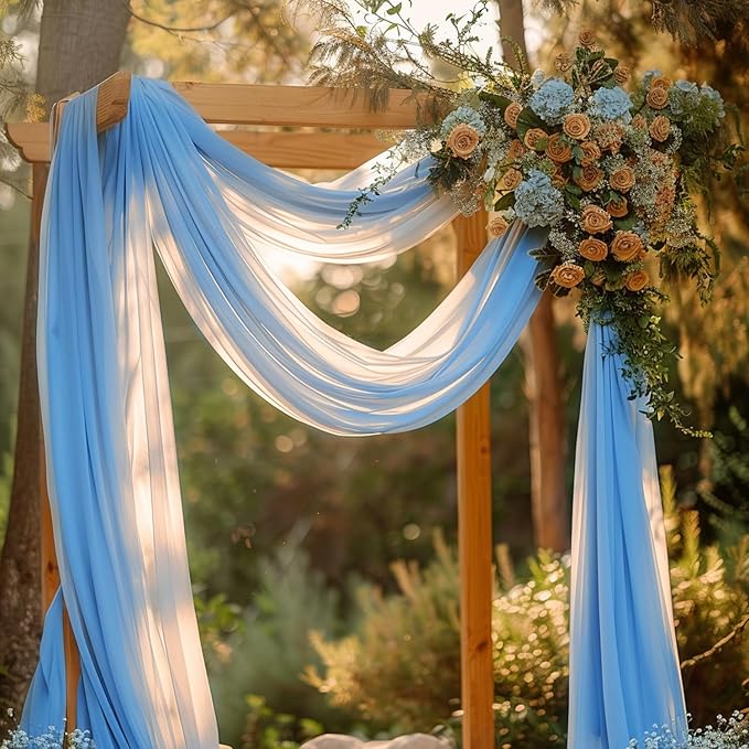 Wokceer Dusty Blue Wedding Arch Draping Fabric Backdrop 3 Panels 28.7" X 20FT - Image 6