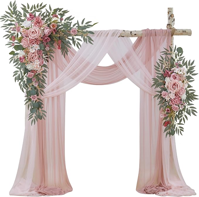 Wedding Arch Flowers with Drapes Kit by WEDFLOR