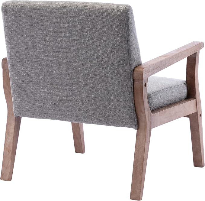 Mid Century Modern Accent Chair Set of 2, Linen Upholstered Living Room Accent - Image 6