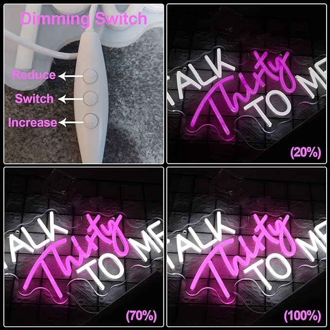 Talk Thirty To Me Neon Sign Dimmable 30th Birthday Neon Light Party Words Neon - Image 4
