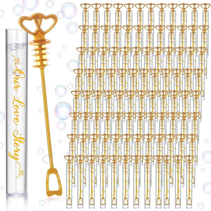 150 Pcs Bubble Wands Bulk for Wedding Party Mini Heart Wand by PullCrease