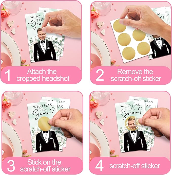 Who Has The Groom Bridal Shower Scratch Off Cards, 3.5"x 2.1"Bachelorette Party - Image 6