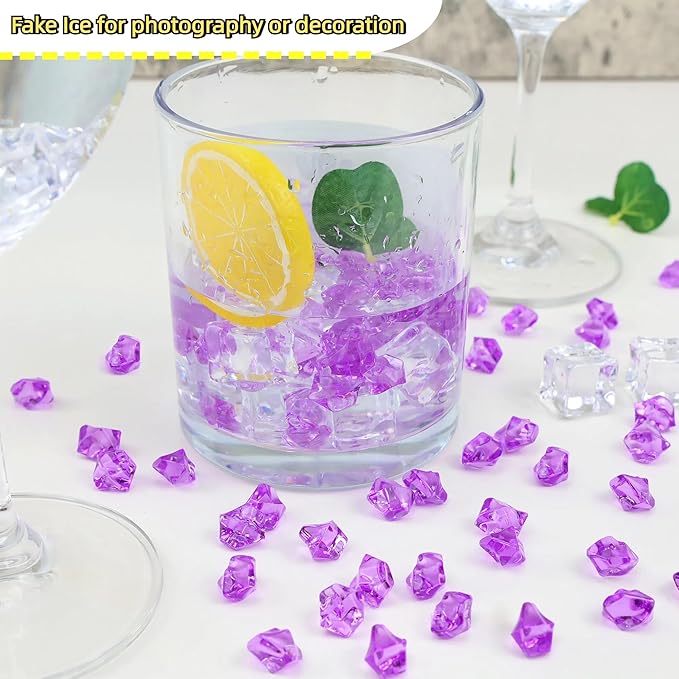 YATOJUZI 500pcs Fake Ice Cubes Purple Acrylic Crushed Rocks Vase Fillers - Image 3