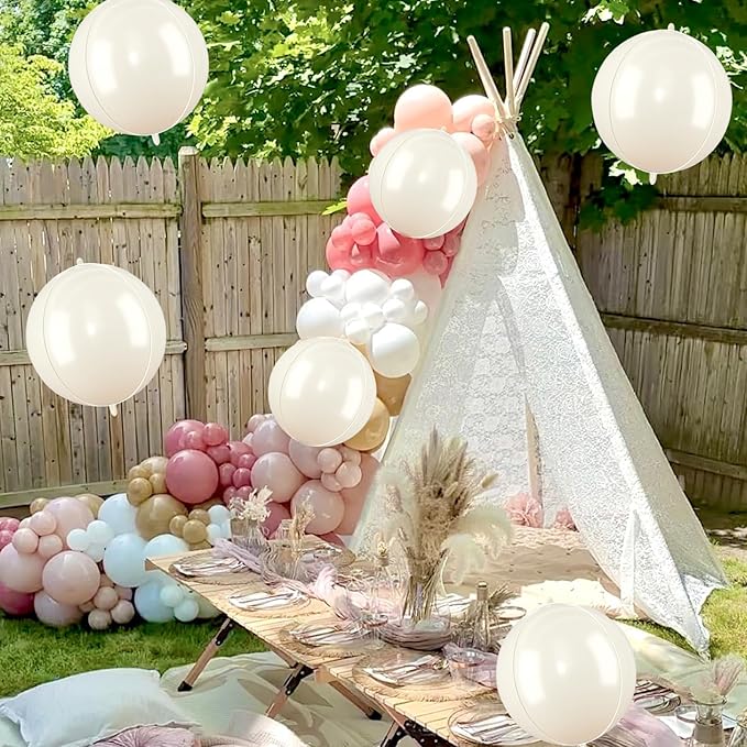 Beige Giant Foil Balloons, 22 Inch Big Round Foil Balloon - Image 7