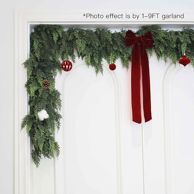 15FT Christmas Cedar Garland Artificial Real Touch Thickness Realistic Greenery - Image 9
