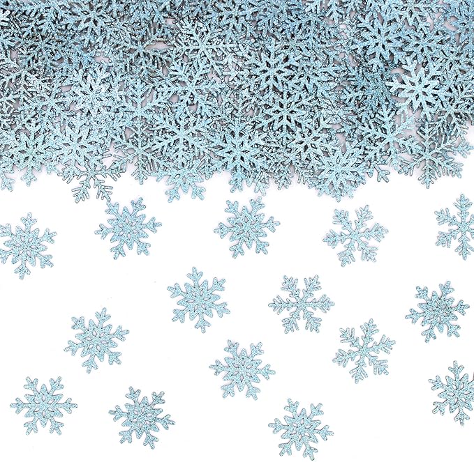 200PC Blue Glitter Snowflake Confetti Winter Wonderland Table Decorations by Vofrise