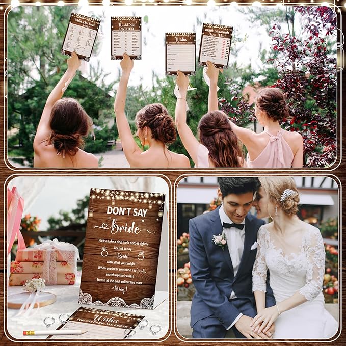Estune 331 Pcs Bridal Shower Games Supplies, 5 Sets 250 Pcs Wedding Cards 1 Put - Image 6