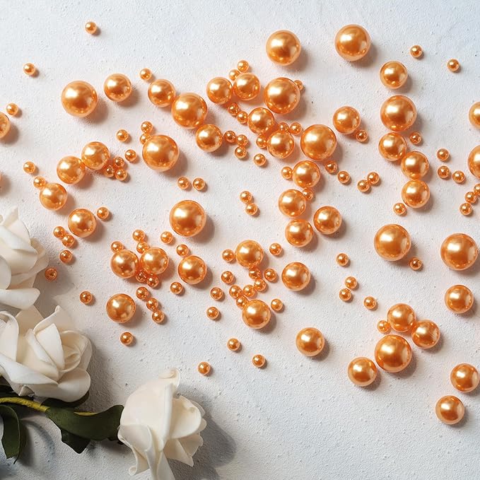 260Pcs Pumpkin Glossy Beads for Centerpiece Decor, Artifical Pearls Pumpkin - Image 3
