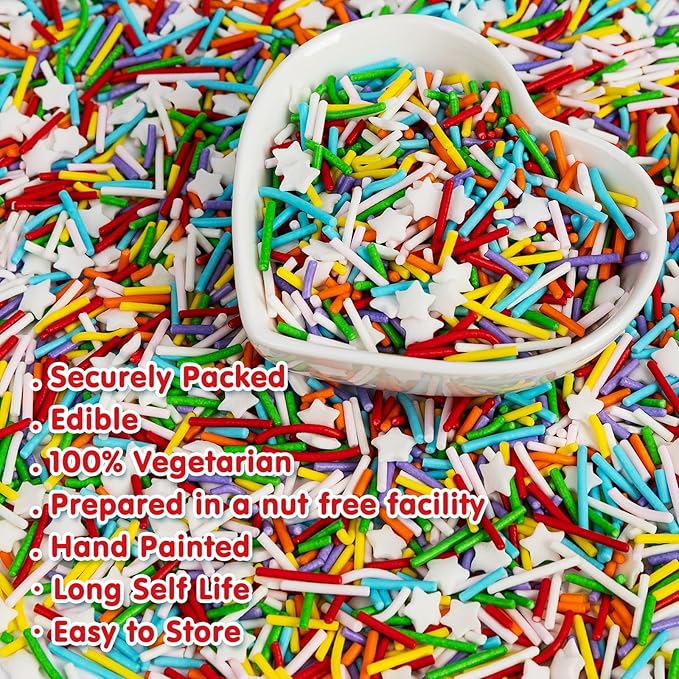 Edible Rainbow Sprinkles for Cake Decorating, 100g/3.53oz, Dessert Decorations - Image 7