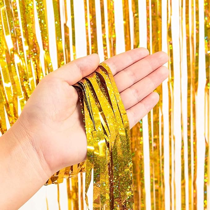BRAVESHINE Black Gold Foil Fringe Curtain Backdrop - Image 8