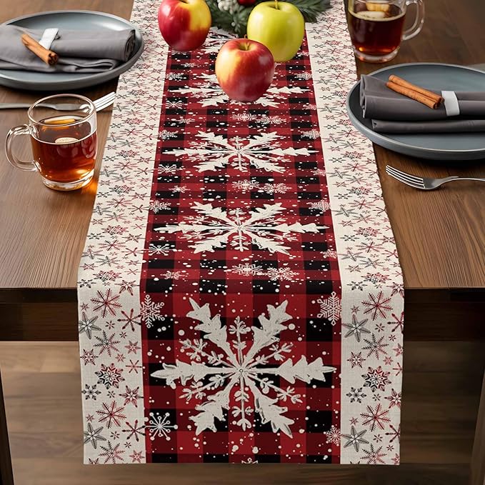 Buffalo Plaid Christmas Cotton Linen Table Runner - Image 7