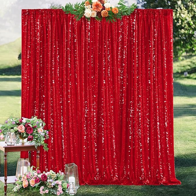 Glitter Party Backdrop Curtain Red - Image 5