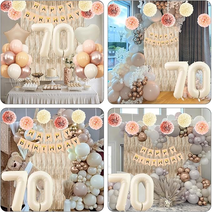 Beige 70th Birthday Decorations - Image 7